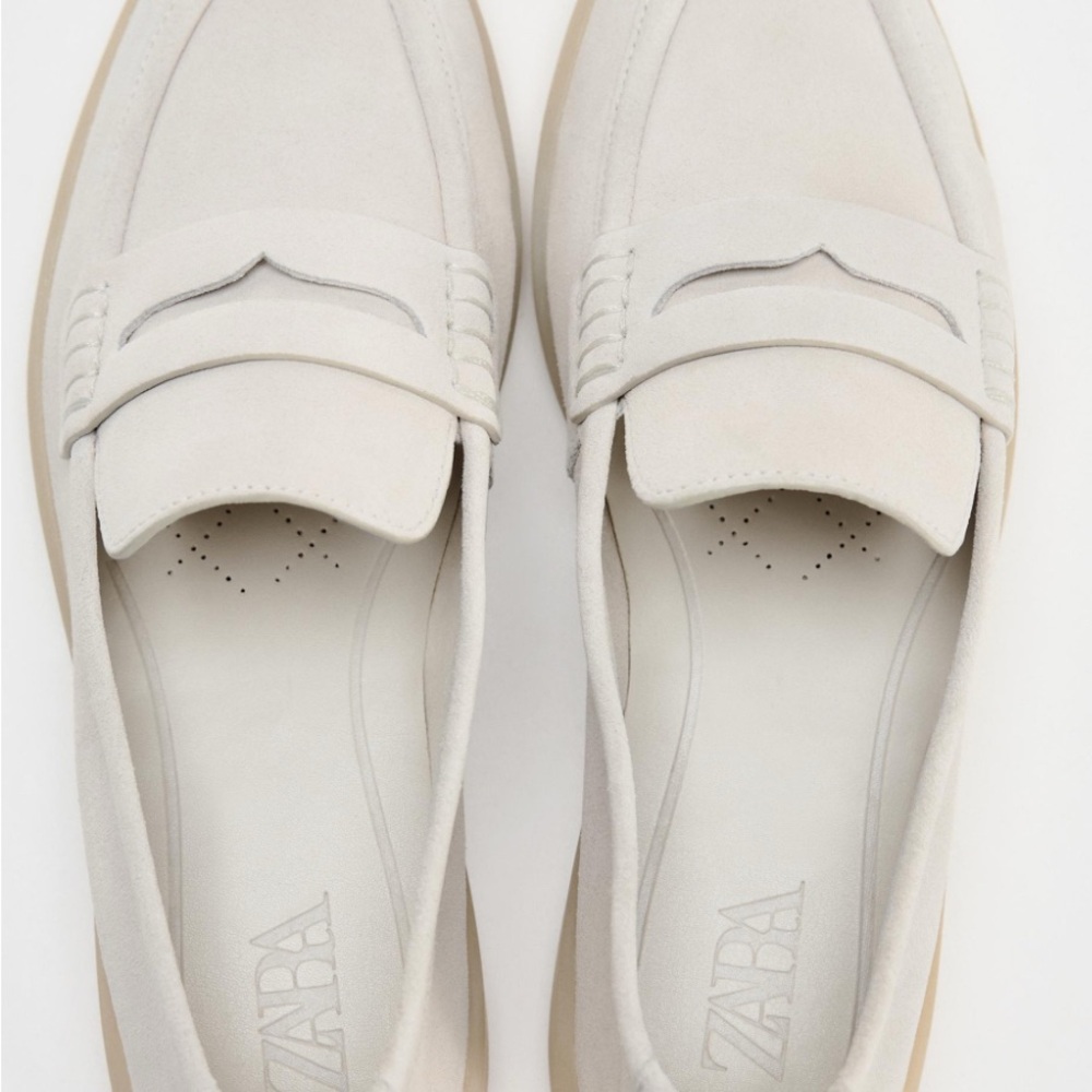 Zara women Cream Loafers size 6.5 eu 37
